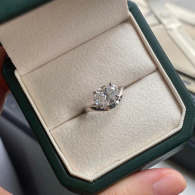 Gold ring with oval-cut lab-grown diamond