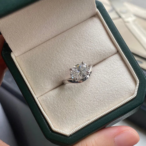Gold ring with oval-cut lab-grown diamond