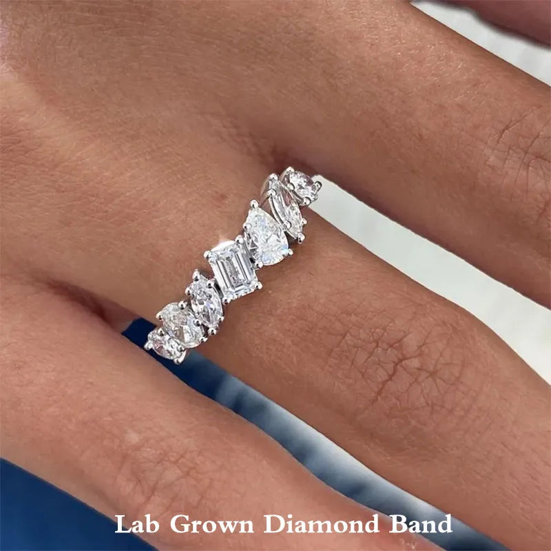 Seven-stone mixed-cut lab-grown diamond band