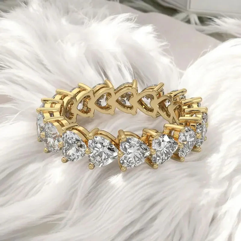 Heart-cut lab-grown diamond eternity band