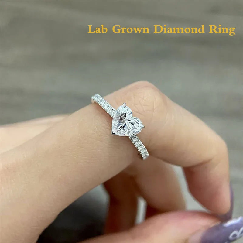 Heart-cut lab-grown diamond solitaire ring