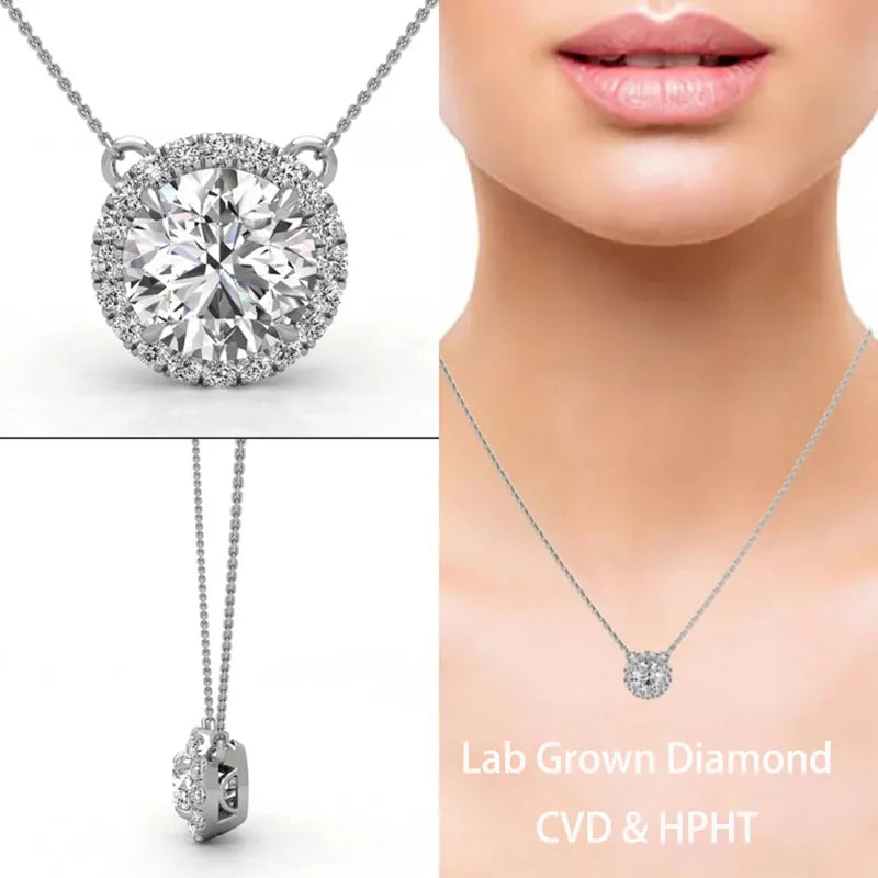 Round lab-grown diamond pendant necklace