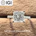 Princess-cut lab-grown diamond ring with accent stones