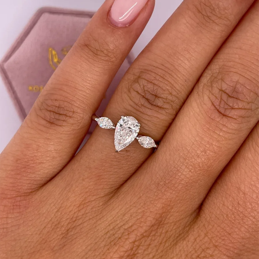 Lab-grown diamond ring with accented band