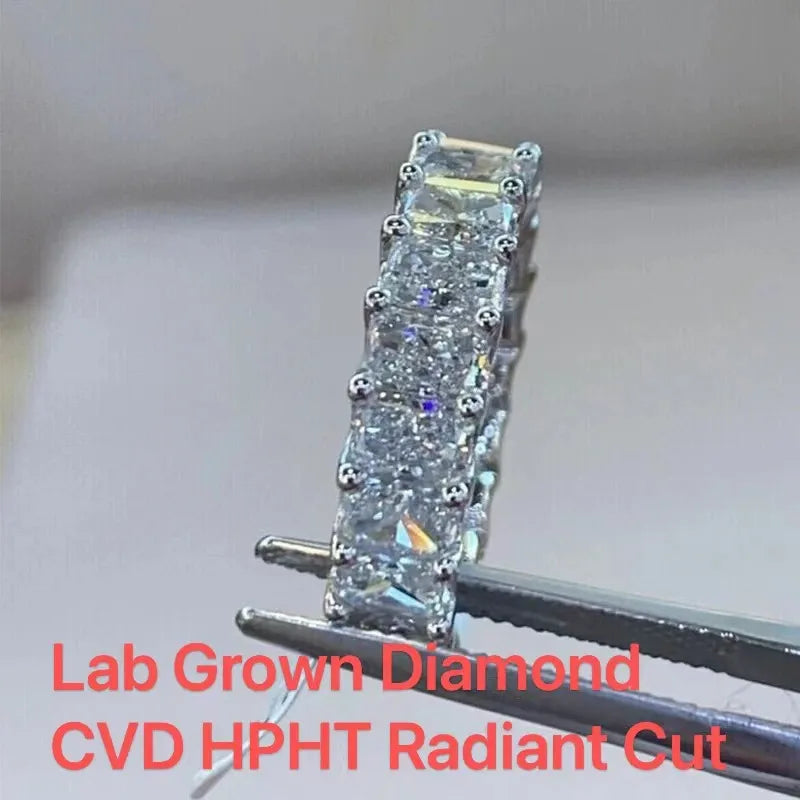 Radiant-cut lab-grown diamond eternity band