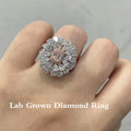 Pink radiant lab-grown diamond ring with pear diamond accents