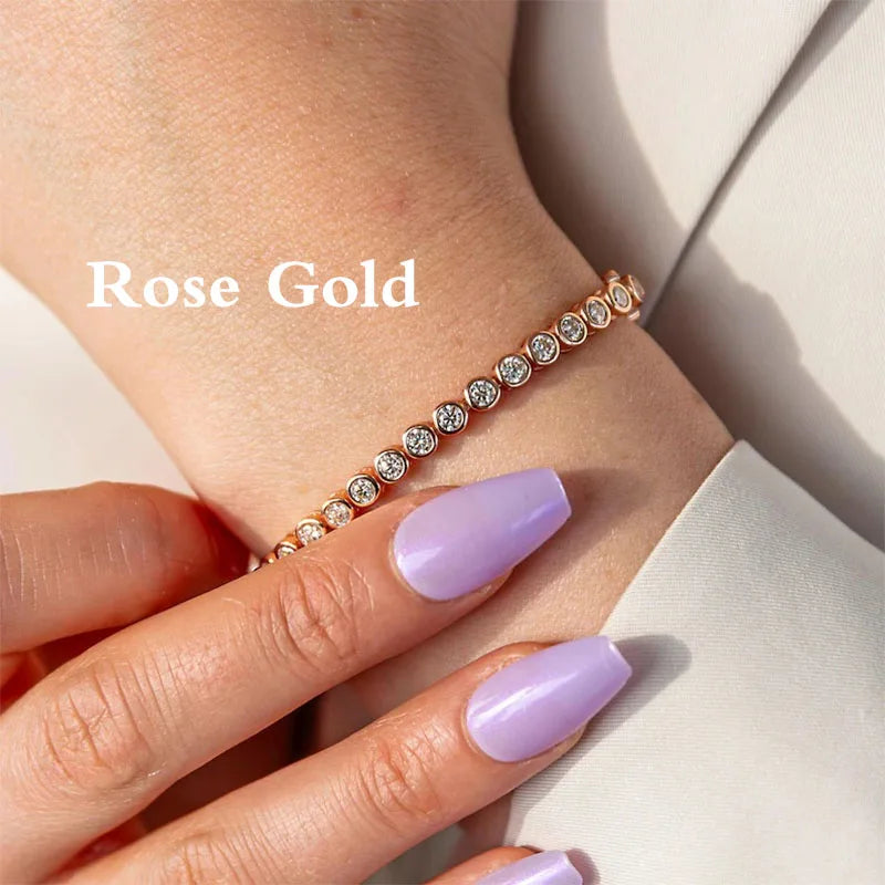 Bezel-set round diamond bracelet