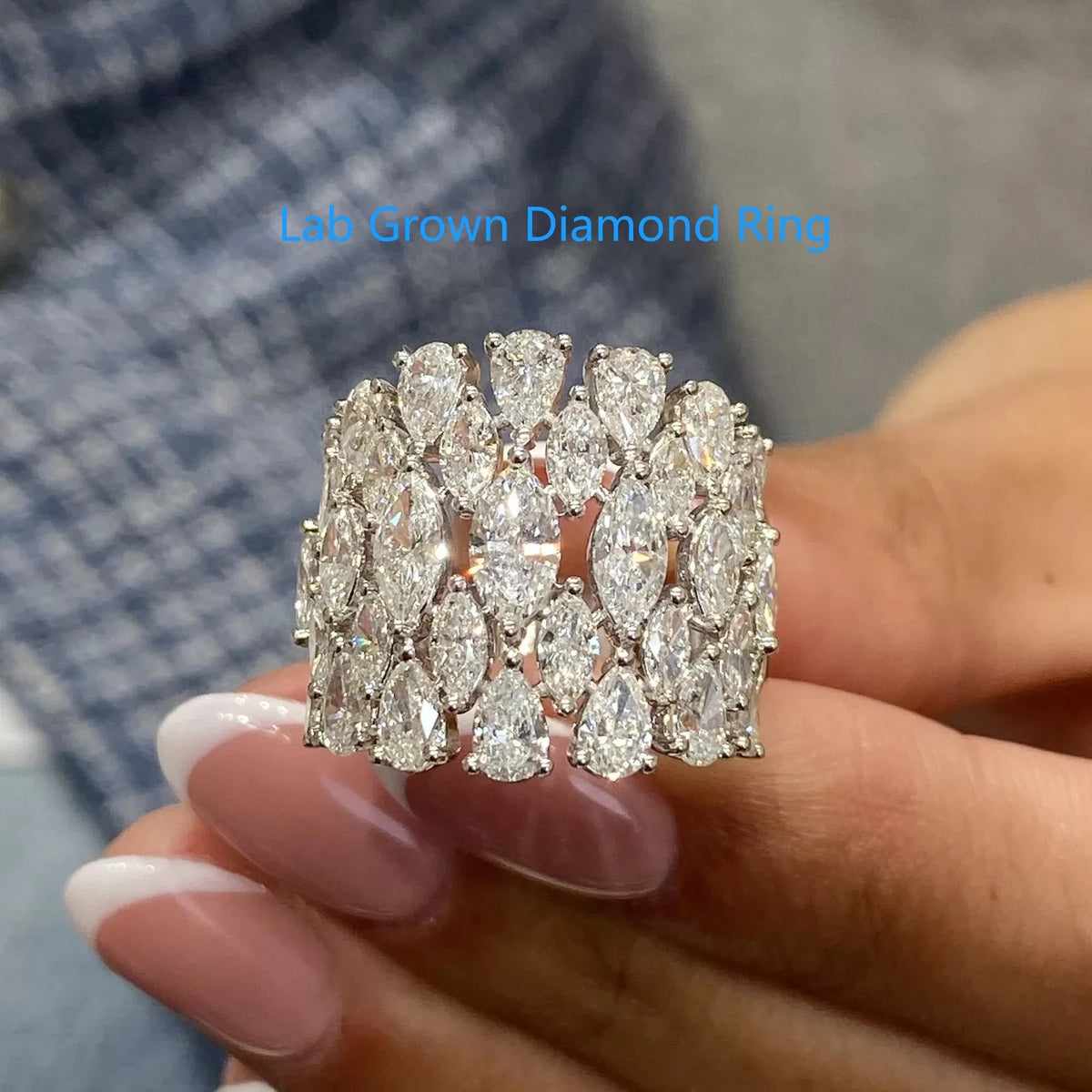 Pear and marquise lab-grown diamond statement ring