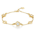 White shell floral bracelet with three flowers