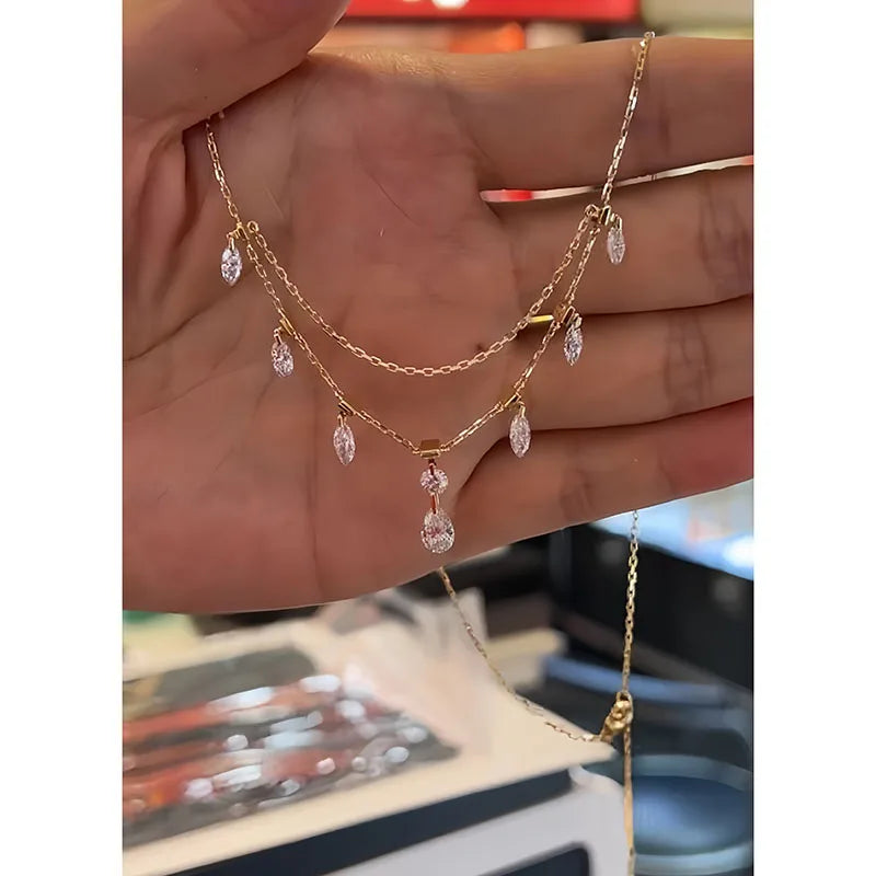 Mixed-cut lab-grown diamond floating necklace