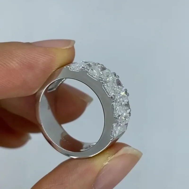 Prong-set five-stone radiant diamond ring