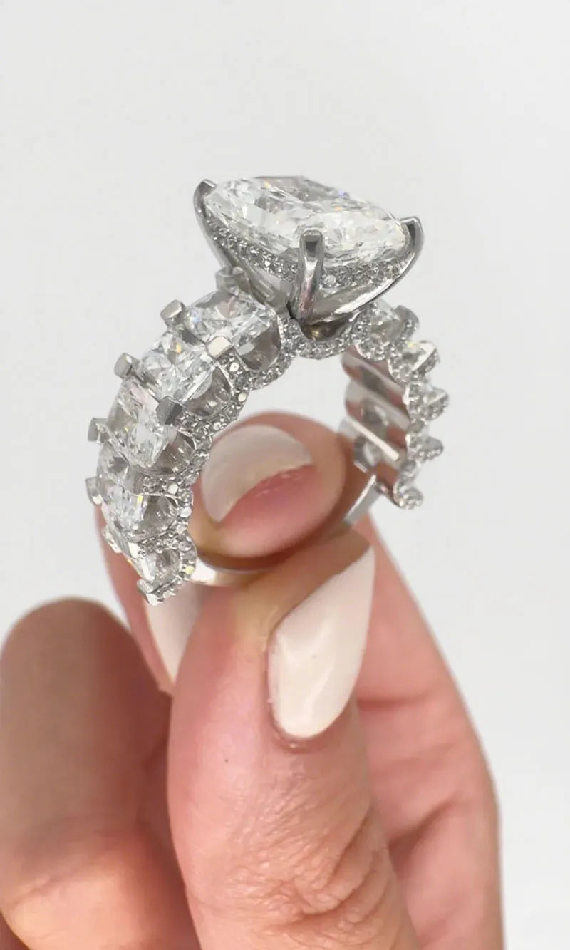 Lab-grown radiant diamond statement ring